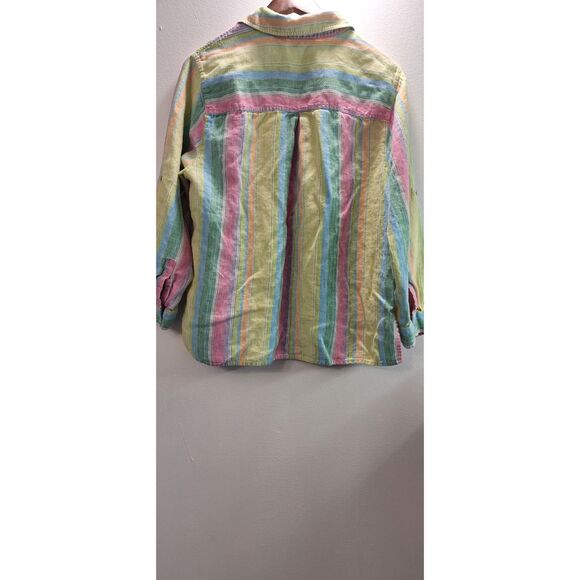 STUDIO WORKS 100% Linen Women's Button Up Sz 1x Coastal Resort Beach Casual - Picture 2 of 4